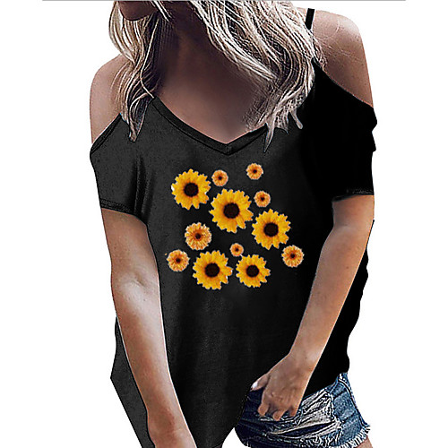 Women's T-shirt Floral Sun Flower Tops - Print Round Neck Basic Daily Black M L XL 2XL 3XL
Women's T-shirt Floral Sun Flower Tops - Print Round Neck Basic Daily Black M L XL 2XL 3XL