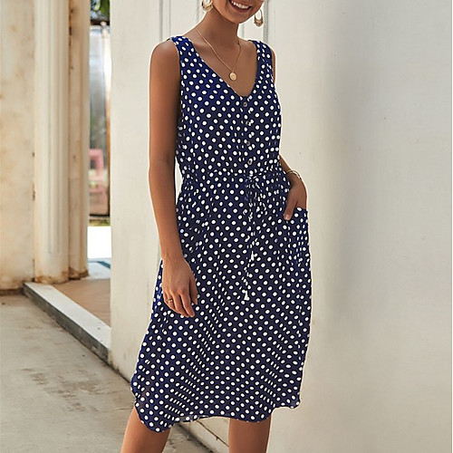 Women's Shift Dress Knee Length Dress - Sleeveless Polka Dot Summer Casual 2020 Wine Black Yellow Navy Blue S M L XL
Women's Shift Dress Knee Length Dress - Sleeveless Polka Dot Summer Casual 2020 Wine Black Yellow Navy Blue S M L XL
