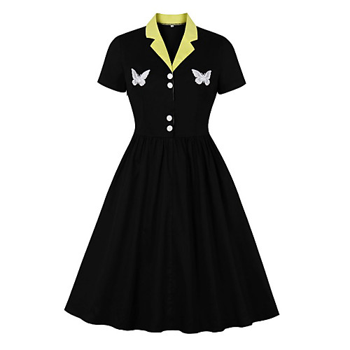 Women's A Line Dress Knee Length Dress Black Short Sleeve Print Summer Shirt Collar Vintage Cotton 2021 S M L XL XXL
Women's A Line Dress Knee Length Dress Black Short Sleeve Print Summer Shirt Collar Vintage Cotton 2021 S M L XL XXL
