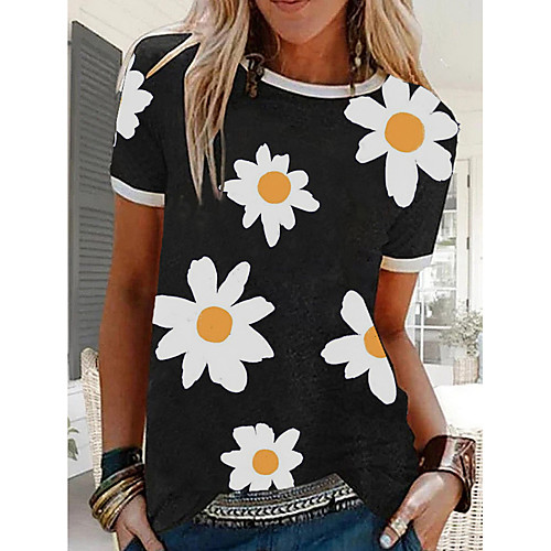 Women's T-shirt Floral Daisy Tops - Print Round Neck Basic Daily Black M L XL 2XL 3XL
Women's T-shirt Floral Daisy Tops - Print Round Neck Basic Daily Black M L XL 2XL 3XL