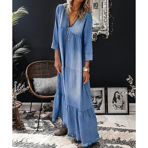 Women's A-Line Dress Maxi long Dress - Long Sleeve Solid Color Summer Casual Daily 2020 Blue M L XL XXL XXXL
Women's A-Line Dress Maxi long Dress - Long Sleeve Solid Color Summer Casual Daily 2020 Blue M L XL XXL XXXL