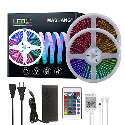 Bright RGB LED Strip Lights 32.8ft 10M Waterproof RGB Tiktok Lights 1200LEDs SMD 5050 with 24 Keys IR Remote Controller and 100-240V Adapter for Home Bedroom Kitchen TV Back Lights DIY Deco
Bright RGB LED Strip Lights 32.8ft 10M Waterproof RGB Tiktok Lights 1200LEDs SMD 5050 with 24 Keys IR Remote Controller and 100-240V Adapter for Home Bedroom Kitchen TV Back Lights DIY Deco