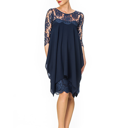 Two Piece Sheath / Column Mother of the Bride Dress Elegant Illusion Neck Knee Length Chiffon Lace 3/4 Length Sleeve with Ruching 2021
Two Piece Sheath / Column Mother of the Bride Dress Elegant Illusion Neck Knee Length Chiffon Lace 3/4 Length Sleeve with Ruching 2021