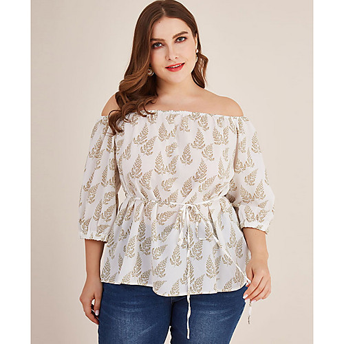 Women's Blouse Plus Size Geometric Tops Off Shoulder Daily Summer Fall White 2XL 3XL
Women's Blouse Plus Size Geometric Tops Off Shoulder Daily Summer Fall White 2XL 3XL