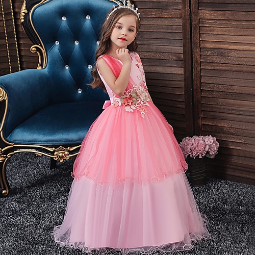 Princess / Ball Gown Floor Length Wedding / Party Flower Girl Dresses - Tulle Sleeveless Jewel Neck with Bow(s) / Appliques
Princess / Ball Gown Floor Length Wedding / Party Flower Girl Dresses - Tulle Sleeveless Jewel Neck with Bow(s) / Appliques