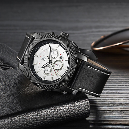 Men's Mechanical Watch Quartz Genuine Leather 30 m Water Resistant / Waterproof Noctilucent Day Date Analog Fashion Cool - Black Brown One Year Battery Life
Men's Mechanical Watch Quartz Genuine Leather 30 m Water Resistant / Waterproof Noctilucent Day Date Analog Fashion Cool - Black Brown One Year Battery Life