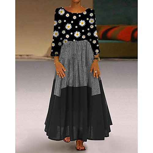 Women's Shift Dress Maxi long Dress - 3/4 Length Sleeve Floral Print Summer Casual Daily 2020 Black M L XL XXL XXXL
Women's Shift Dress Maxi long Dress - 3/4 Length Sleeve Floral Print Summer Casual Daily 2020 Black M L XL XXL XXXL