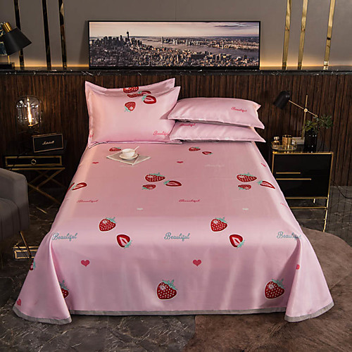 Summer Mat - 3-Piece Set / 1 Bed Sheet and 2 Pillowcases / Ultra Silky Soft Polyester / Strawberry Printed / Pink
Summer Mat - 3-Piece Set / 1 Bed Sheet and 2 Pillowcases / Ultra Silky Soft Polyester / Strawberry Printed / Pink