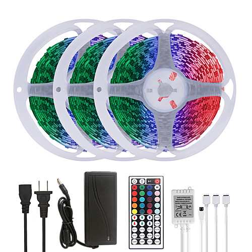 15M(3x5M) LED Strip Lights RGB Tiktok Lights 900LEDs Flexible Color Change SMD 5050 with 44 Keys IR Remote Controller and 100-240V Adapter for Home Bedroom Kitchen TV Back Lights DIY Deco 
15M(3x5M) LED Strip Lights RGB Tiktok Lights 900LEDs Flexible Color Change SMD 5050 with 44 Keys IR Remote Controller and 100-240V Adapter for Home Bedroom Kitchen TV Back Lights DIY Deco
