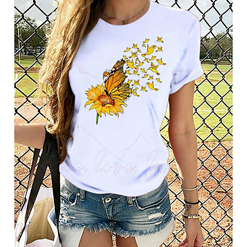 Women's Tops Graphic T-shirt - Print Round Neck Basic Daily Spring Summer White XS S M L XL 2XL 3XL 4XL
Women's Tops Graphic T-shirt - Print Round Neck Basic Daily Spring Summer White XS S M L XL 2XL 3XL 4XL