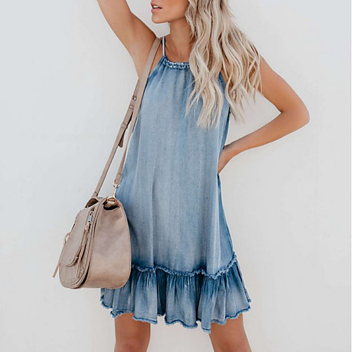 Women's Strap Dress Short Mini Dress - Sleeveless Solid Color Summer Casual 2020 Light Blue S M L XL XXL XXXL
Women's Strap Dress Short Mini Dress - Sleeveless Solid Color Summer Casual 2020 Light Blue S M L XL XXL XXXL