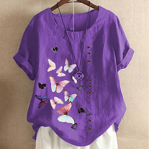 Women's Blouse Graphic Tops Round Neck Daily Summer White Purple Light Blue S M L XL 2XL 3XL 4XL 5XL
Women's Blouse Graphic Tops Round Neck Daily Summer White Purple Light Blue S M L XL 2XL 3XL 4XL 5XL