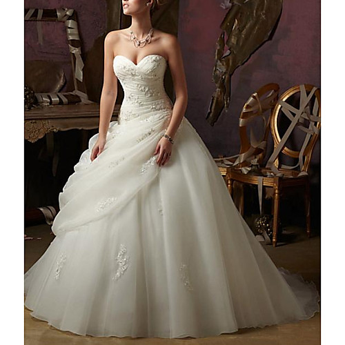 Ball Gown A-Line Wedding Dresses Strapless Sweep / Brush Train Tulle Chiffon Over Satin Sleeveless Formal with Ruched Embroidery 2020
Ball Gown A-Line Wedding Dresses Strapless Sweep / Brush Train Tulle Chiffon Over Satin Sleeveless Formal with Ruched Embroidery 2020