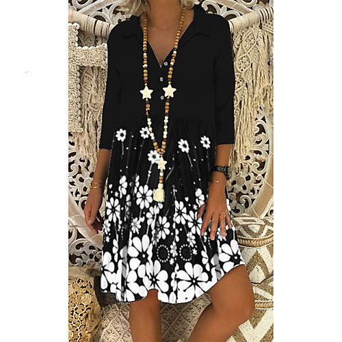 Women's Shift Dress Short Mini Dress Black Half Sleeve Black & White Floral Print Summer V Neck Hot Casual 2021 M L XL XXL 3XL
Women's Shift Dress Short Mini Dress Black Half Sleeve Black & White Floral Print Summer V Neck Hot Casual 2021 M L XL XXL 3XL