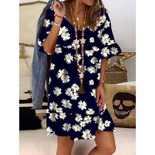Women's Shift Dress Knee Length Dress - 3/4 Length Sleeve Floral Summer Casual 2020 Navy Blue M L XL XXL XXXL
Women's Shift Dress Knee Length Dress - 3/4 Length Sleeve Floral Summer Casual 2020 Navy Blue M L XL XXL XXXL