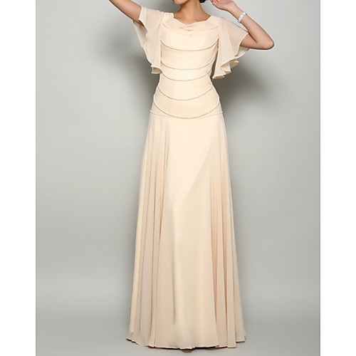 A-Line Mother of the Bride Dress Elegant Jewel Neck Floor Length Chiffon Short Sleeve with Pleats Beading 2020
A-Line Mother of the Bride Dress Elegant Jewel Neck Floor Length Chiffon Short Sleeve with Pleats Beading 2020