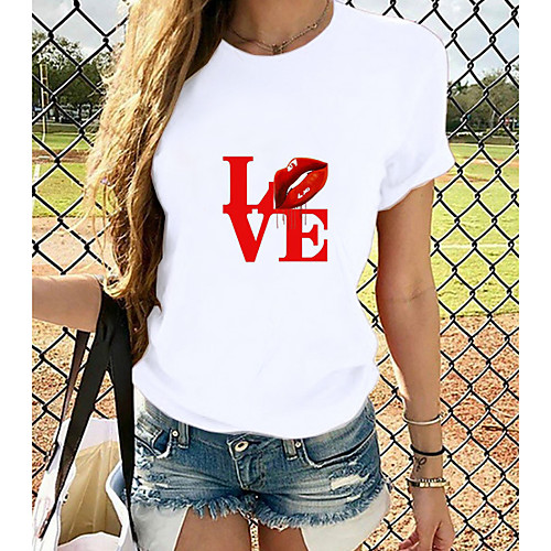 Women's T-shirt Graphic Tops - Print Round Neck Basic Daily Spring Summer White XS S M L XL 2XL 3XL 4XL
Women's T-shirt Graphic Tops - Print Round Neck Basic Daily Spring Summer White XS S M L XL 2XL 3XL 4XL