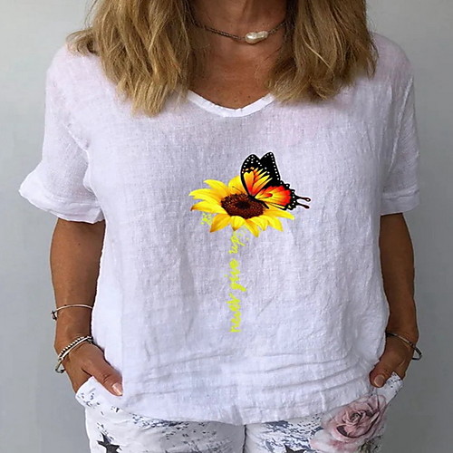 Women's Tops Floral T-shirt V Neck Daily Summer White Blue Yellow S M L XL 2XL 3XL 4XL 5XL
Women's Tops Floral T-shirt V Neck Daily Summer White Blue Yellow S M L XL 2XL 3XL 4XL 5XL