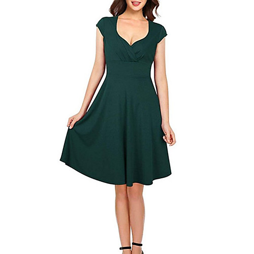 Women's A-Line Dress Knee Length Dress - Short Sleeves Solid Color Summer Work Vintage 2020 Green S M L XL XXL
Women's A-Line Dress Knee Length Dress - Short Sleeves Solid Color Summer Work Vintage 2020 Green S M L XL XXL
