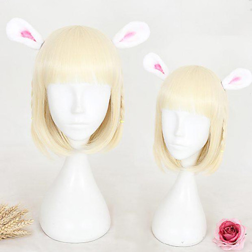 

Cosplay Costume Wig Cosplay Wig Lolita Straight Cosplay Halloween Bob Neat Bang Wig Blonde Short Blonde Synthetic Hair 14 inch Women's Anime Cosplay Comfortable Blonde