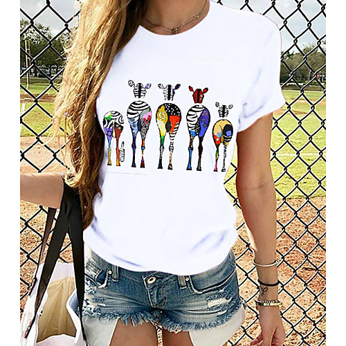 Women's T-shirt Graphic Tops - Print Round Neck Basic Daily Spring Summer White XS S M L XL 2XL 3XL 4XL
Women's T-shirt Graphic Tops - Print Round Neck Basic Daily Spring Summer White XS S M L XL 2XL 3XL 4XL
