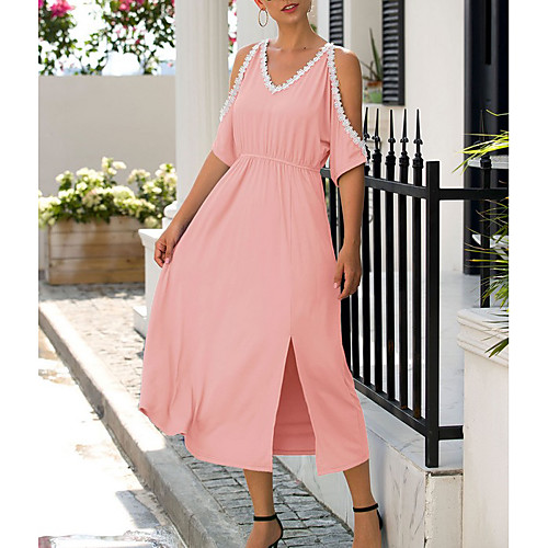 Women's A-Line Dress Midi Dress - Half Sleeve Solid Color Summer Casual 2020 Blue Blushing Pink S M L XL
Women's A-Line Dress Midi Dress - Half Sleeve Solid Color Summer Casual 2020 Blue Blushing Pink S M L XL