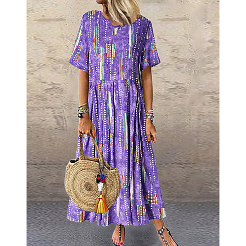 Women's A Line Dress Maxi long Dress Purple Red Short Sleeve Striped Summer V Neck Casual 2021 S M L XL XXL 3XL 4XL 5XL
Women's A Line Dress Maxi long Dress Purple Red Short Sleeve Striped Summer V Neck Casual 2021 S M L XL XXL 3XL 4XL 5XL