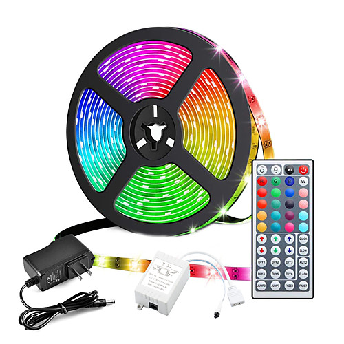 

ZDM 5M Led LED Light Strips RGB Tiktok Lights Not-waterproof 24W 2835 8mm 44Key IR Controller Kit with Male DC connector Line