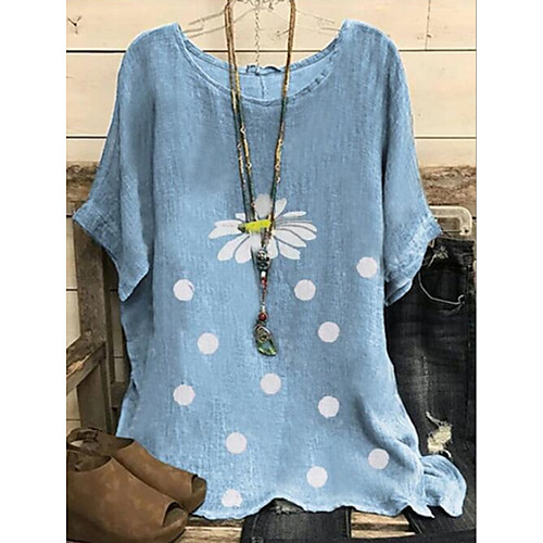 Women's T shirt Floral Flower Round Neck Tops Basic Top Blue Yellow
Women's T shirt Floral Flower Round Neck Tops Basic Top Blue Yellow