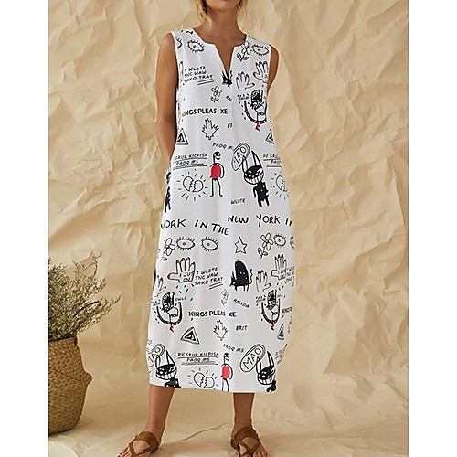 Women's A-Line Dress Midi Dress - Sleeveless Letter Summer Casual 2020 White M L XL XXL XXXL XXXXL XXXXXL
Women's A-Line Dress Midi Dress - Sleeveless Letter Summer Casual 2020 White M L XL XXL XXXL XXXXL XXXXXL