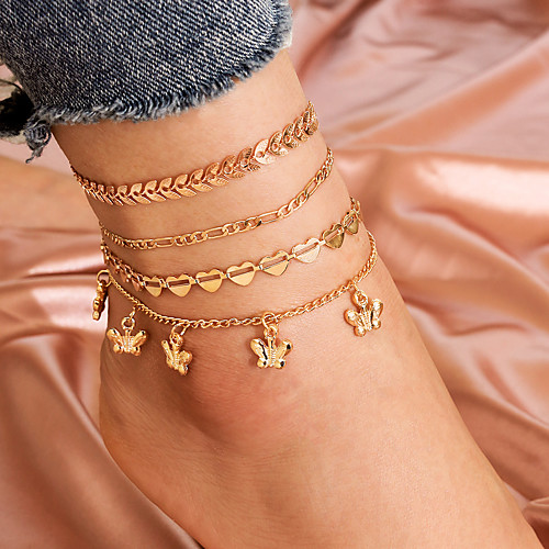 Leg Chain Simple Classic Trendy Women's Body Jewelry For Gift Holiday Classic Alloy Heart Butterfly Gold 4 Pieces
Leg Chain Simple Classic Trendy Women's Body Jewelry For Gift Holiday Classic Alloy Heart Butterfly Gold 4 Pieces