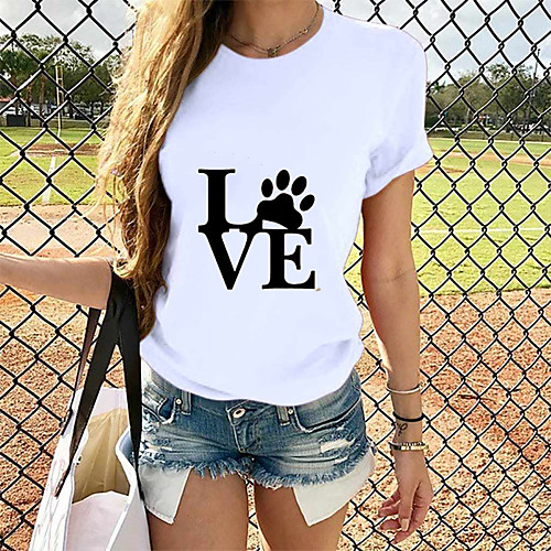 Women's T-shirt Graphic Tops - Print Round Neck Loose Cotton Basic Daily Summer White S M L XL 2XL 3XL 4XL
Women's T-shirt Graphic Tops - Print Round Neck Loose Cotton Basic Daily Summer White S M L XL 2XL 3XL 4XL