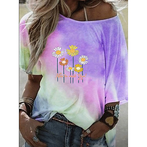 Women's T-shirt Graphic Tops Round Neck Loose Daily Summer Blue Purple Yellow S M L XL 2XL 3XL
Women's T-shirt Graphic Tops Round Neck Loose Daily Summer Blue Purple Yellow S M L XL 2XL 3XL
