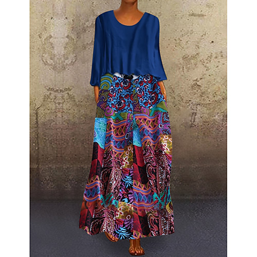 Women's Two Piece Dress Maxi long Dress Blue Purple Orange 3/4 Length Sleeve Graphic Print Spring Summer Round Neck Hot 2021 M L XL XXL 3XL 4XL 5XL / Plus Size
Women's Two Piece Dress Maxi long Dress Blue Purple Orange 3/4 Length Sleeve Graphic Print Spring Summer Round Neck Hot 2021 M L XL XXL 3XL 4XL 5XL / Plus Size
