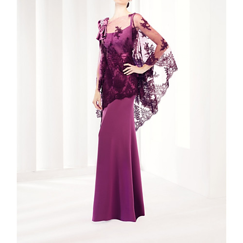 Sheath / Column Mother of the Bride Dress Elegant Square Neck Floor Length Chiffon Lace 3/4 Length Sleeve with Sash / Ribbon Bow(s) Appliques 2020
Sheath / Column Mother of the Bride Dress Elegant Square Neck Floor Length Chiffon Lace 3/4 Length Sleeve with Sash / Ribbon Bow(s) Appliques 2020