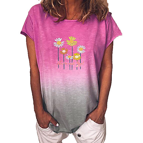 Women's T shirt Floral Color Gradient Flower Round Neck Tops Basic Top Blue Purple Yellow
Women's T shirt Floral Color Gradient Flower Round Neck Tops Basic Top Blue Purple Yellow