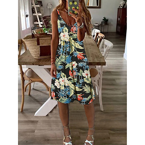 Women's A-Line Dress Knee Length Dress - Sleeveless Floral Print Summer Casual Daily 2020 Black M L XL XXL XXXL
Women's A-Line Dress Knee Length Dress - Sleeveless Floral Print Summer Casual Daily 2020 Black M L XL XXL XXXL