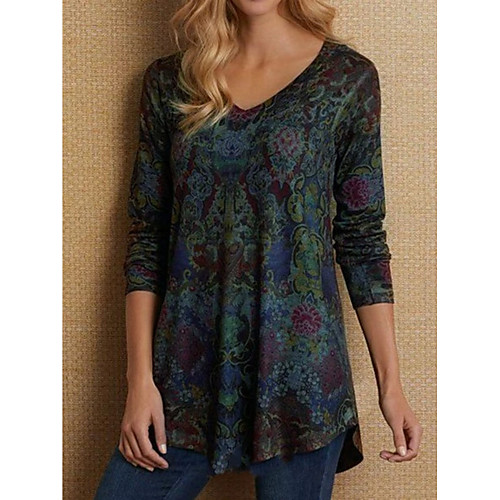 Women's T shirt Abstract Long Sleeve Print V Neck Tops Cotton Basic Basic Top Blue Purple Wine
Women's T shirt Abstract Long Sleeve Print V Neck Tops Cotton Basic Basic Top Blue Purple Wine