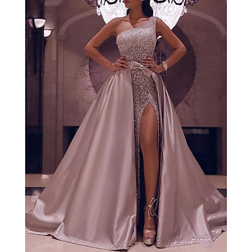 Ball Gown Elegant Sparkle Party Wear Prom Dress One Shoulder Sleeveless Floor Length Satin with Bow(s) Sequin Split 2020
Ball Gown Elegant Sparkle Party Wear Prom Dress One Shoulder Sleeveless Floor Length Satin with Bow(s) Sequin Split 2020