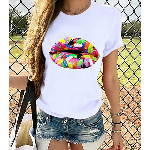 Women's T-shirt Graphic Tops - Print Round Neck Basic Daily Spring Summer White XS S M L XL 2XL 3XL 4XL
Women's T-shirt Graphic Tops - Print Round Neck Basic Daily Spring Summer White XS S M L XL 2XL 3XL 4XL