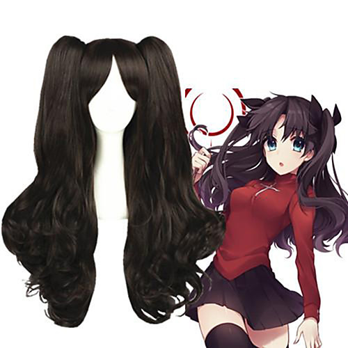

Cosplay Wig Tohsaka Rin Fate stay night Curly Cosplay With 2 Ponytails With Bangs Wig Very Long Brown Synthetic Hair 28 inch Women's Anime Cosplay Adorable Brown