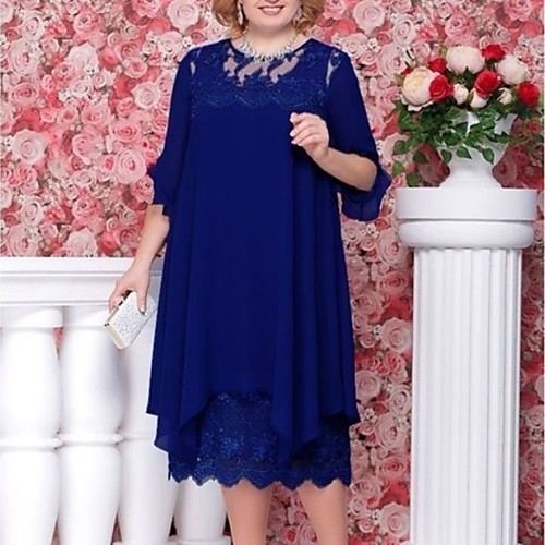 Women's Chiffon Dress Midi Dress - Half Sleeve Solid Color Summer Chinoiserie 2020 Blue Light Blue L XL XXL XXXL XXXXL XXXXXL
Women's Chiffon Dress Midi Dress - Half Sleeve Solid Color Summer Chinoiserie 2020 Blue Light Blue L XL XXL XXXL XXXXL XXXXXL