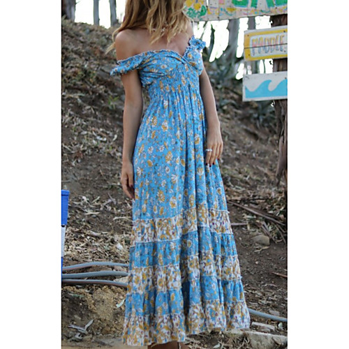 Women's A-Line Dress Maxi long Dress - Short Sleeves Floral Summer Casual 2020 Blue S M L XL
Women's A-Line Dress Maxi long Dress - Short Sleeves Floral Summer Casual 2020 Blue S M L XL