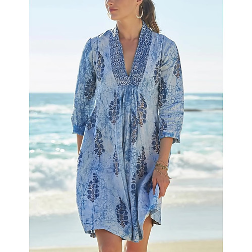 Women's Sheath Dress Blue Knee Length Dress - Half Sleeve Floral Patchwork Spring Summer V Neck Basic Daily Belt Not Included Floral Blue S M L XL XXL
Women's Sheath Dress Blue Knee Length Dress - Half Sleeve Floral Patchwork Spring Summer V Neck Basic Daily Belt Not Included Floral Blue S M L XL XXL