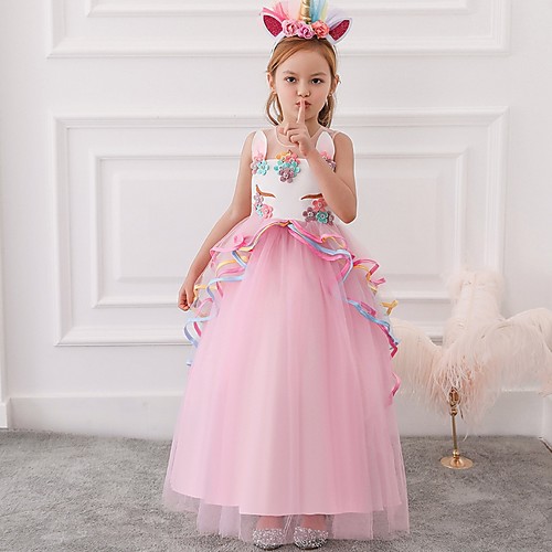 Princess / Ball Gown Floor Length Party / Wedding Flower Girl Dresses - Tulle Sleeveless Illusion Neck with Appliques / Cascading Ruffles
Princess / Ball Gown Floor Length Party / Wedding Flower Girl Dresses - Tulle Sleeveless Illusion Neck with Appliques / Cascading Ruffles