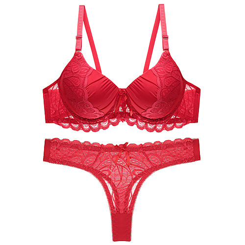 Women's Push-up Lace Bras Underwire Bra 3/4 Cup Bra & Panty Set Black Blue Red
Women's Push-up Lace Bras Underwire Bra 3/4 Cup Bra & Panty Set Black Blue Red