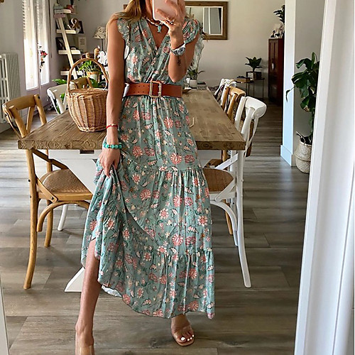 Women's A Line Dress Maxi long Dress Green Sleeveless Floral Summer V Neck Work Hot 2021 S M L XL
Women's A Line Dress Maxi long Dress Green Sleeveless Floral Summer V Neck Work Hot 2021 S M L XL