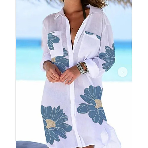 Women's Shirt Dress Knee Length Dress - Long Sleeve Print Summer Casual Mumu 2020 White S M L XL XXL XXXL
Women's Shirt Dress Knee Length Dress - Long Sleeve Print Summer Casual Mumu 2020 White S M L XL XXL XXXL