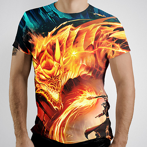 Men's T shirt Graphic Flame Animal Print Short Sleeve Daily Tops Basic Red
Men's T shirt Graphic Flame Animal Print Short Sleeve Daily Tops Basic Red