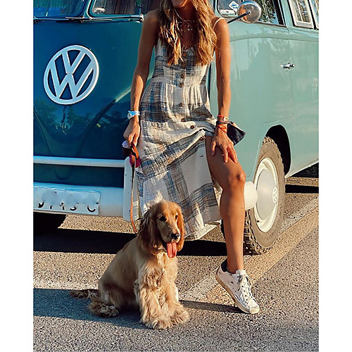 Women's Strap Dress Knee Length Dress - Sleeveless Striped Summer Casual Chinoiserie 2020 Gray S M L XL
Women's Strap Dress Knee Length Dress - Sleeveless Striped Summer Casual Chinoiserie 2020 Gray S M L XL
